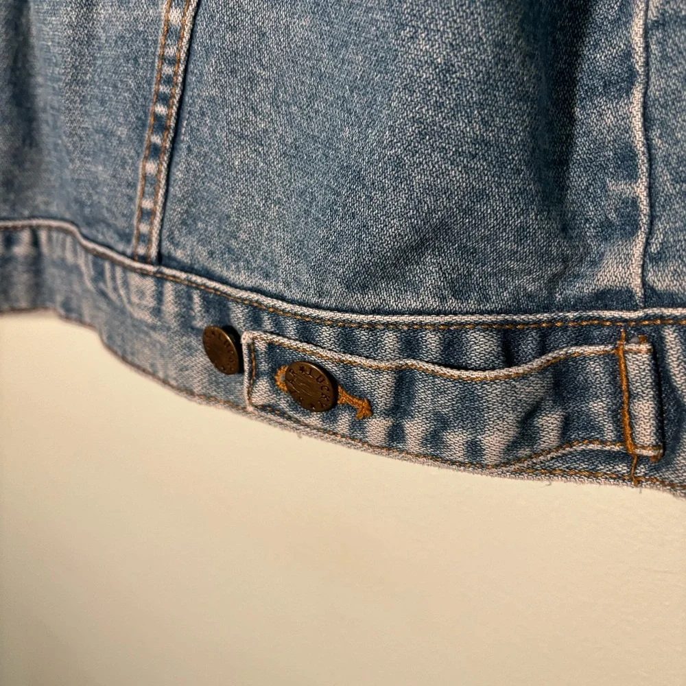 Lucky Star Vintage Denim Jean Vest with Frayed Hems Size L Large - Picture 10 of 14